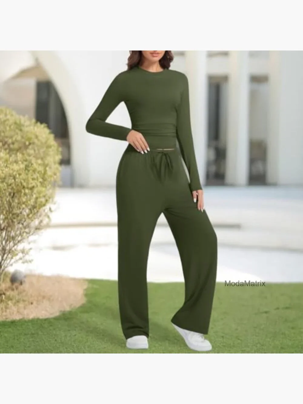 2 Piece Lounge Sets for Women Long Sleeve Wide Leg Tracksuits Matching